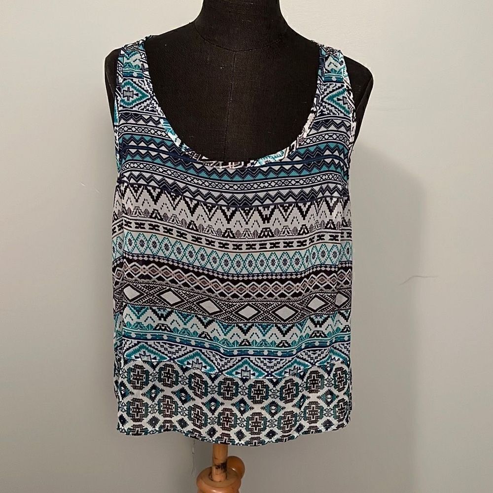 Women's Aztec Sheer Sleeveless Top
